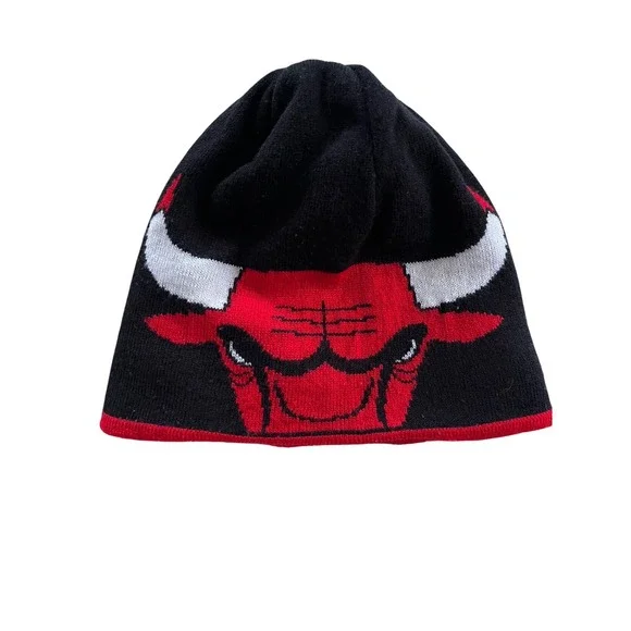 Adidas Chicago Bulls Reversible Beanie Hat Red Black NBA Basketball Knit Cap - Picture 3 of 4